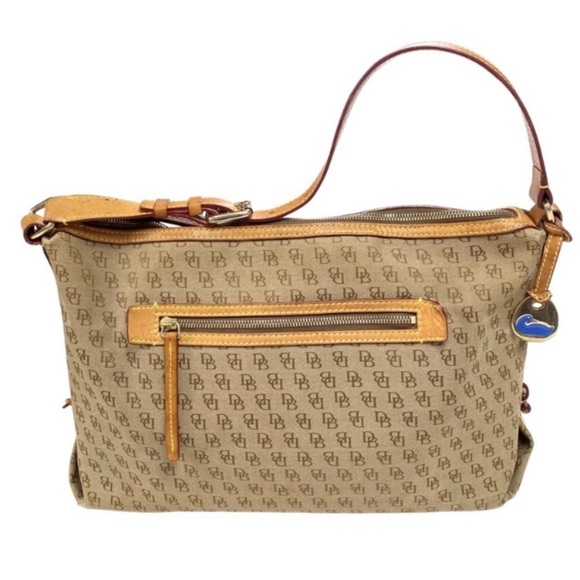 DOONEY and Bourke DB Monogram canvas slouch Satchel in Natural Beige - Picture 12 of 16